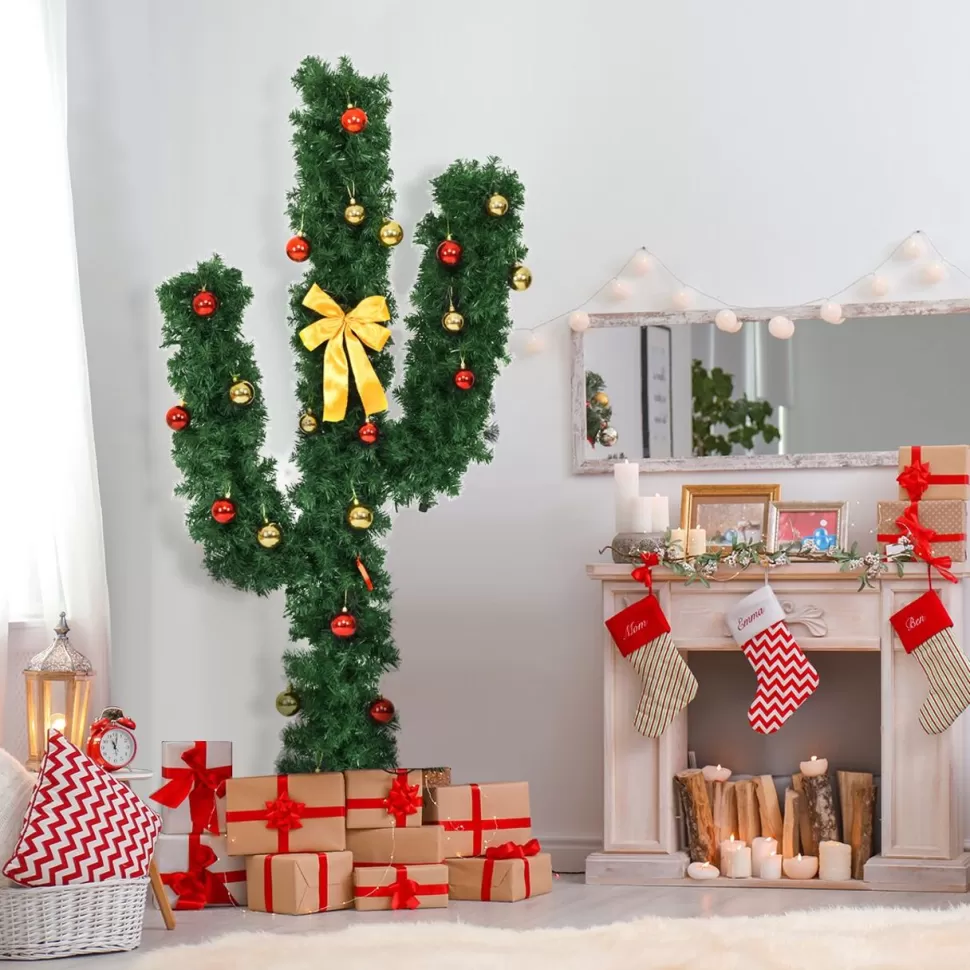 Shop The Holiday Aisle Cactus 6' Green Pine Artificial Christmas Tree With 120 White Lights