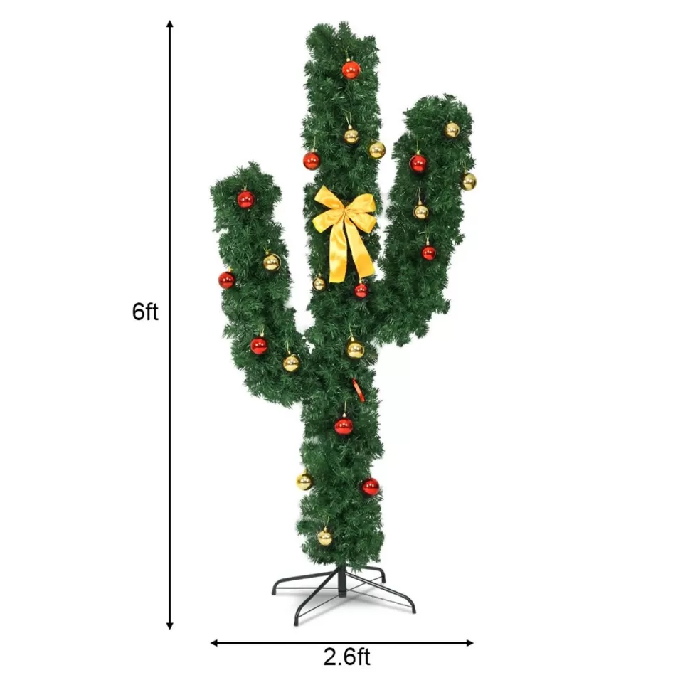 Shop The Holiday Aisle Cactus 6' Green Pine Artificial Christmas Tree With 120 White Lights