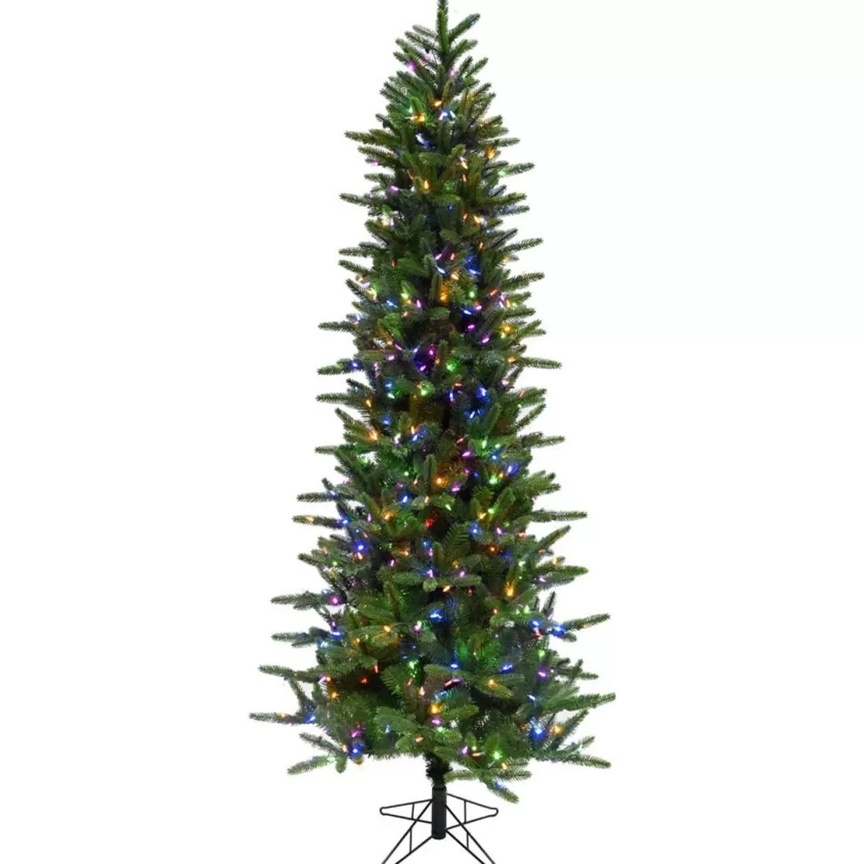 Online The Holiday Aisle Carmel Slim Green Pine Trees Artificial Christmas Tree With 550 With Colored And White Led String Lights