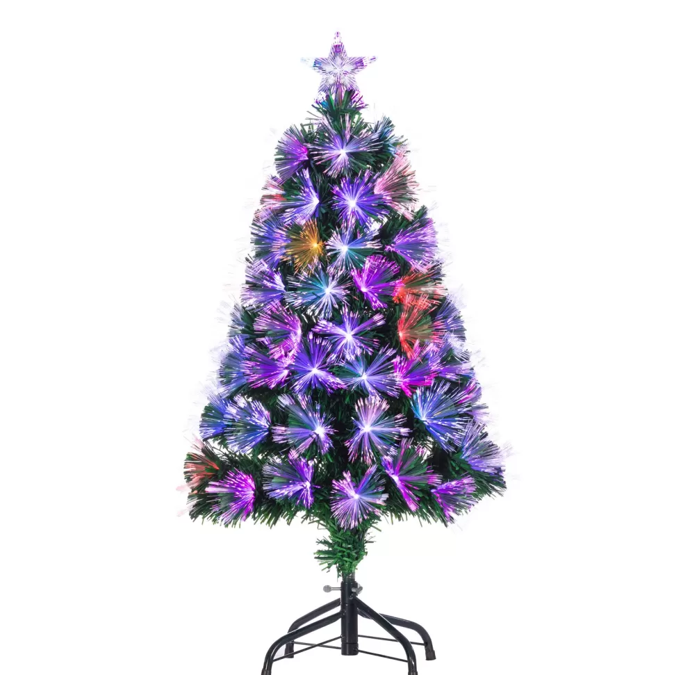 Cheap The Holiday Aisle Color Changing Fiber Green Fir Artificial Christmas Tree With Multi-Colored Lights