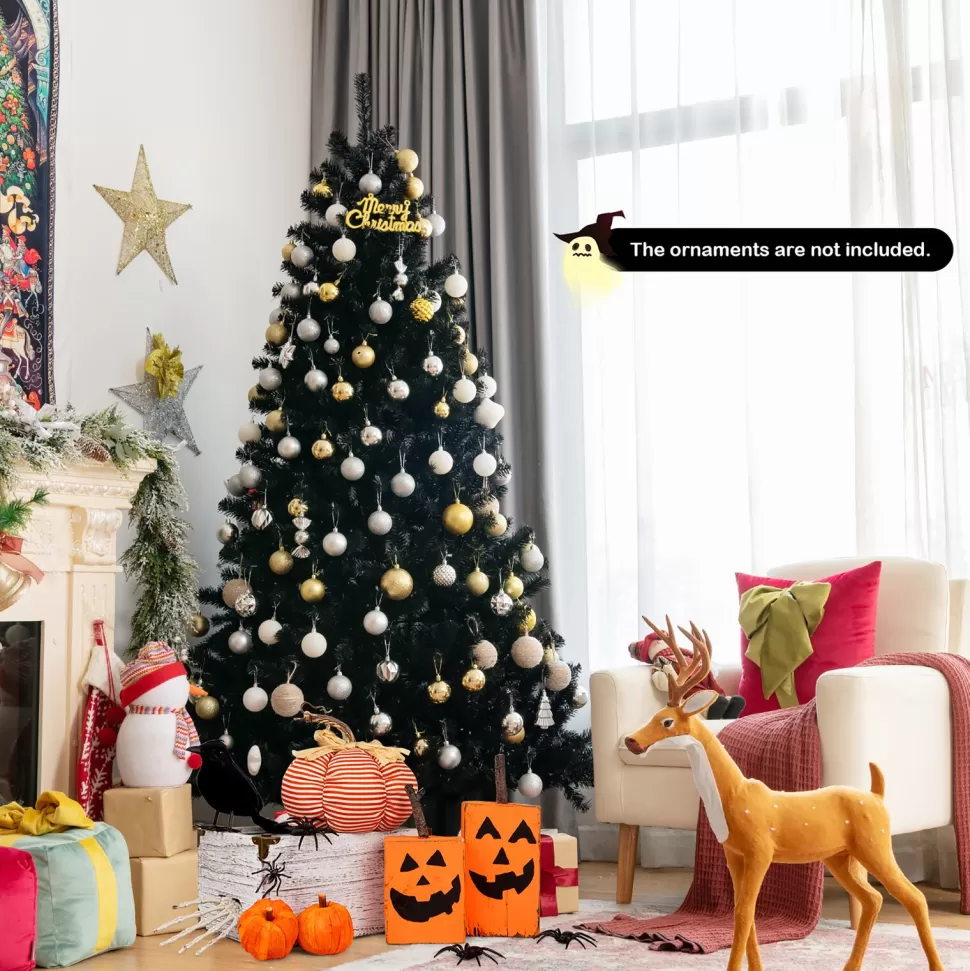 Best Sale Costway 72'' H Black Pine Cashmere Christmas Tree With 250 Led Lights