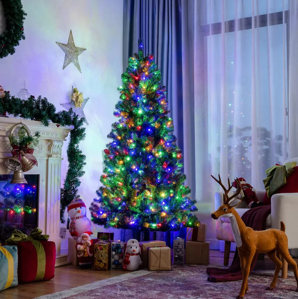Shop Costway Green Pine Cashmere Christmas Tree With Led Lights
