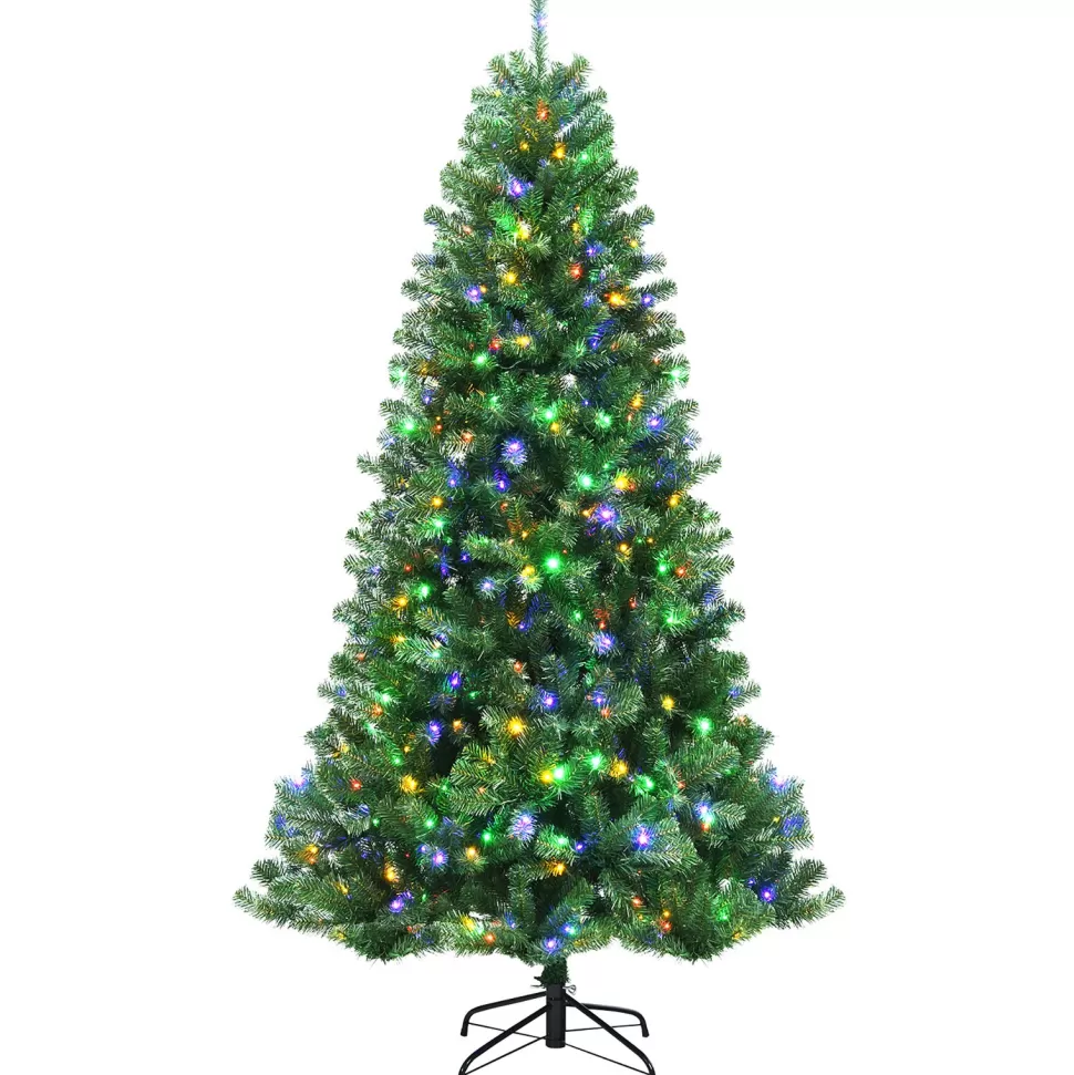 Shop Costway Green Pine Cashmere Christmas Tree With Led Lights