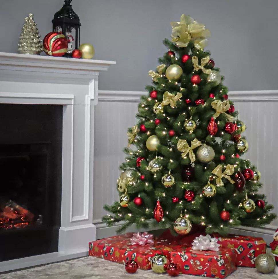 Shop The Holiday Aisle Downswept Douglas 4' 5" H Green Fir Artificial Christmas Tree With 300 Led Color Changing/Combination Lights