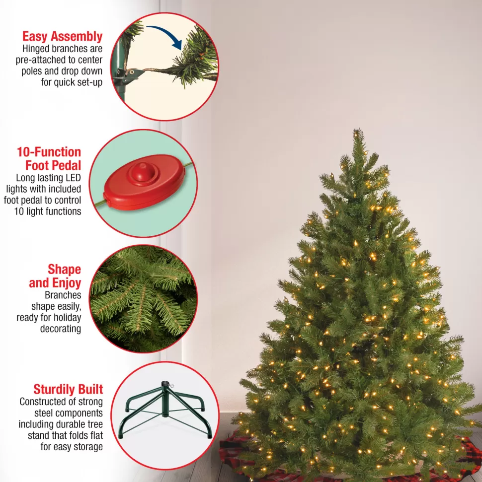 Shop The Holiday Aisle Downswept Douglas 4' 5" H Green Fir Artificial Christmas Tree With 300 Led Color Changing/Combination Lights