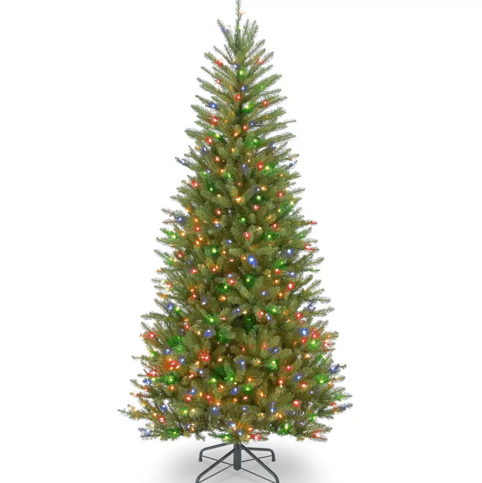 Outlet Three Posts Dunhill Fir Slim Green Artificial Christmas Tree With Multi-Color Lights