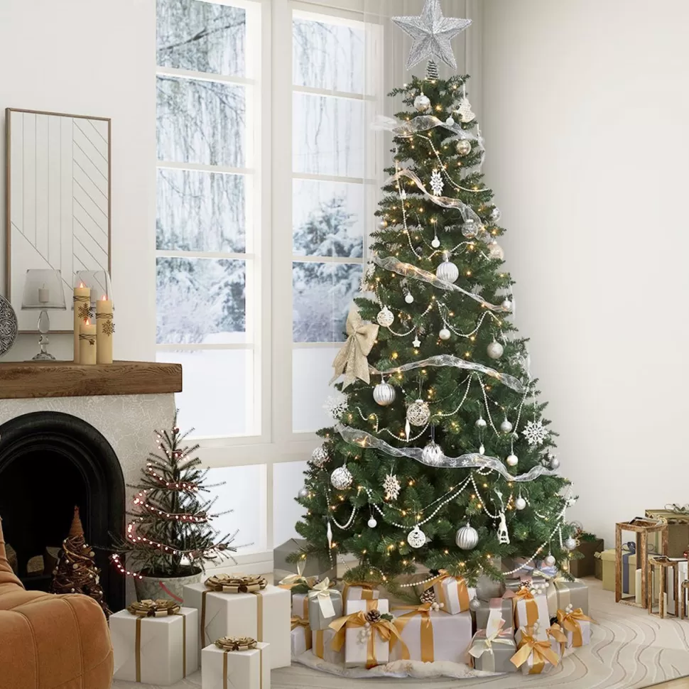 Best The Holiday Aisle Easy Set-Up Lighted Artificial Green Spruce Christmas Tree - Stand Included
