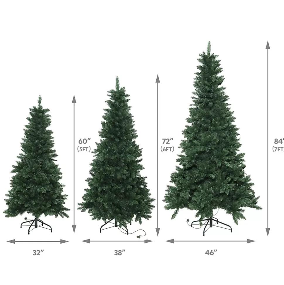 Best The Holiday Aisle Easy Set-Up Lighted Artificial Green Spruce Christmas Tree - Stand Included