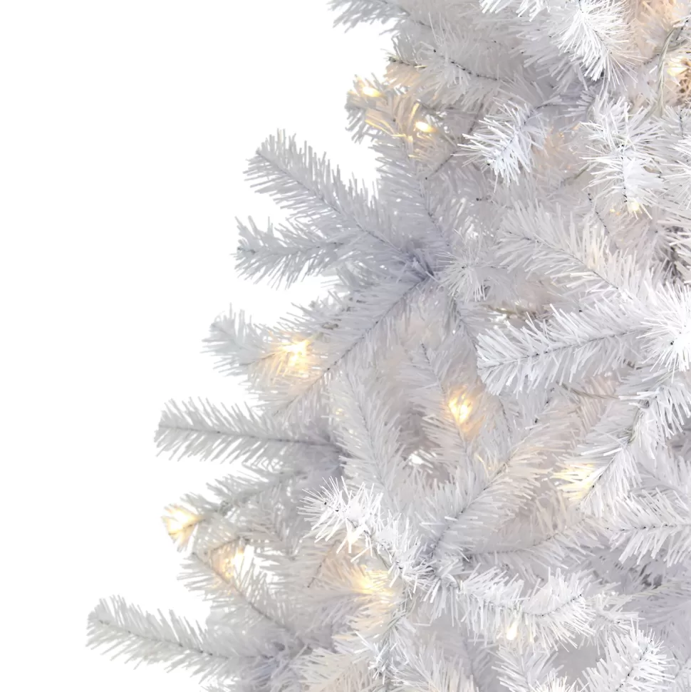 Best The Holiday Aisle Easy Set-Up Lighted Artificial White Pine Christmas Tree - Stand Included