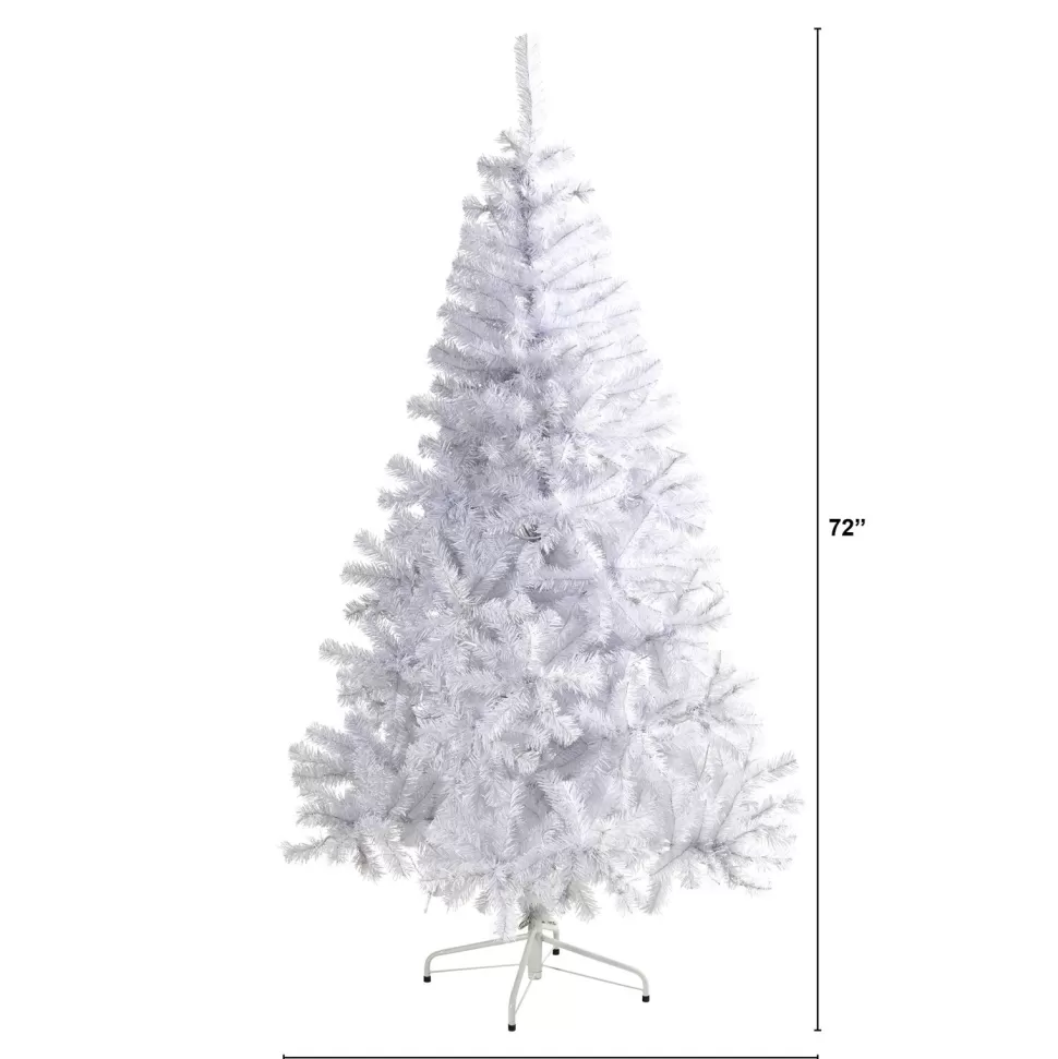 Best The Holiday Aisle Easy Set-Up Lighted Artificial White Pine Christmas Tree - Stand Included