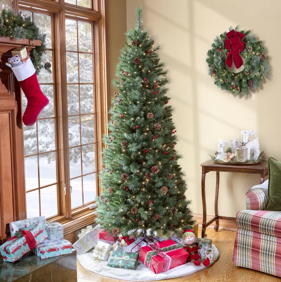 Outlet Three Posts Easy Stow 6' 6" H Green Realistic Artificial Pine Cashmere Christmas Tree 300 Led Lights
