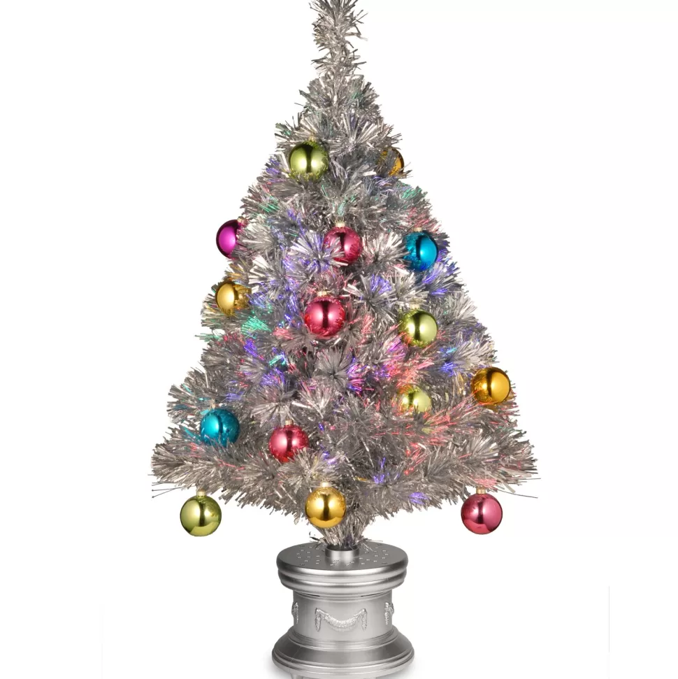 Sale The Holiday Aisle Fiber Optic 2.67' Silver Pine Artificial Christmas Tree With Multi-Color Lights