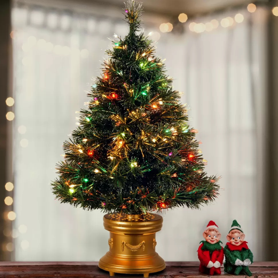 Store The Holiday Aisle Fiber Optic 3' Green Spruce Artificial Christmas Tree With 50 Multi-Color Lights