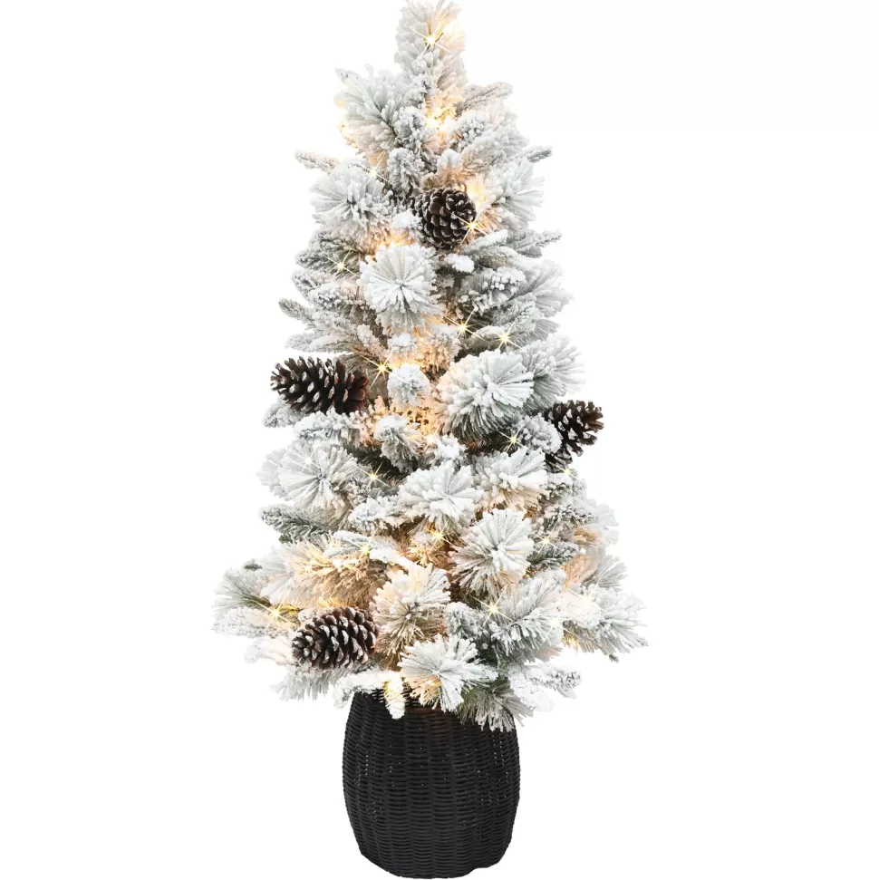 Shop The Holiday Aisle Flocked 3.5 Green/White Spruce Artificial Christmas Tree With 35 Clear/White Lights
