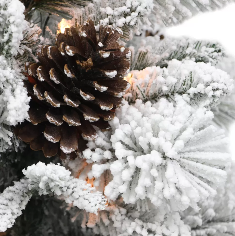 Shop The Holiday Aisle Flocked 3.5 Green/White Spruce Artificial Christmas Tree With 35 Clear/White Lights