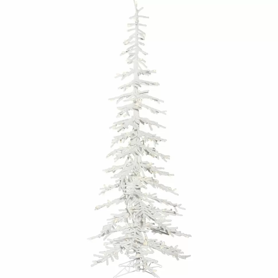 Shop The Holiday Aisle Flocked Kuna Pine 7.5' White Trees Artificial Chritmas Tree With 250 Led Clear/White Lights With Stand