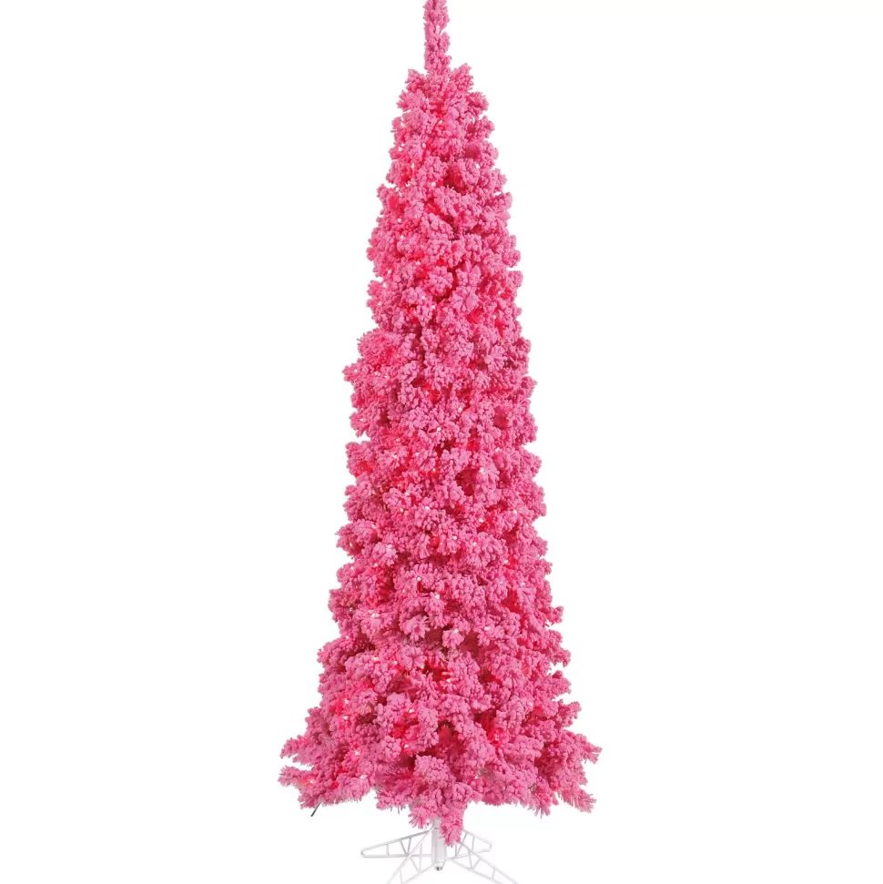 Fashion Hashtag Home Flocked Pink Fir Artificial Christmas Tree