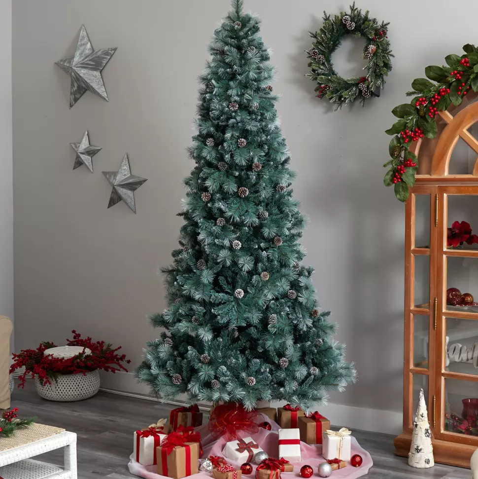 New The Holiday Aisle Flocked Realistic Artificial Spruce Frosted Christmas Tree With Lights