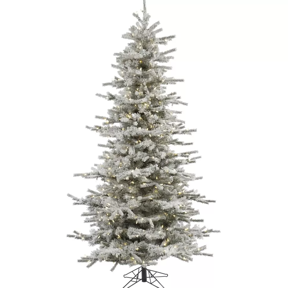 Best The Holiday Aisle Flocked Slim 7.5' Fir Artificial Christmas Tree With 700 Warm White Led Lights