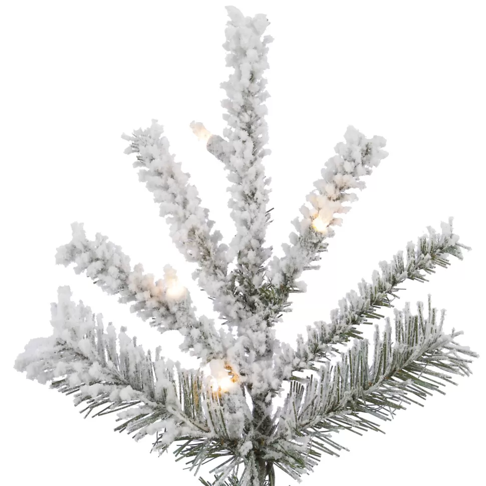 Best The Holiday Aisle Flocked Slim 7.5' Fir Artificial Christmas Tree With 700 Warm White Led Lights