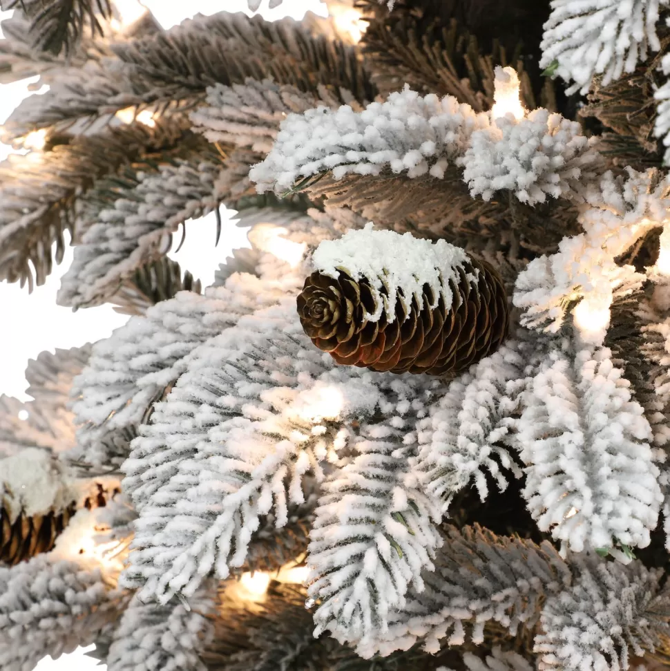 Best The Holiday Aisle Flocked Slim Montville 7.5' Green/White Spruce Artificial Christmas Tree With 450 Clear/White Lights