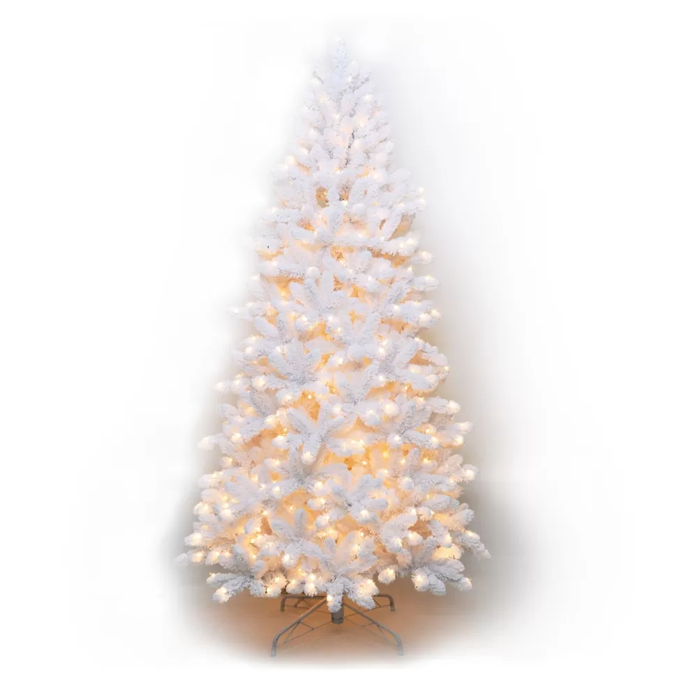 Discount Martha Stewart Flocked White Spruce Artificial Christmas Tree With Clear/White Lights