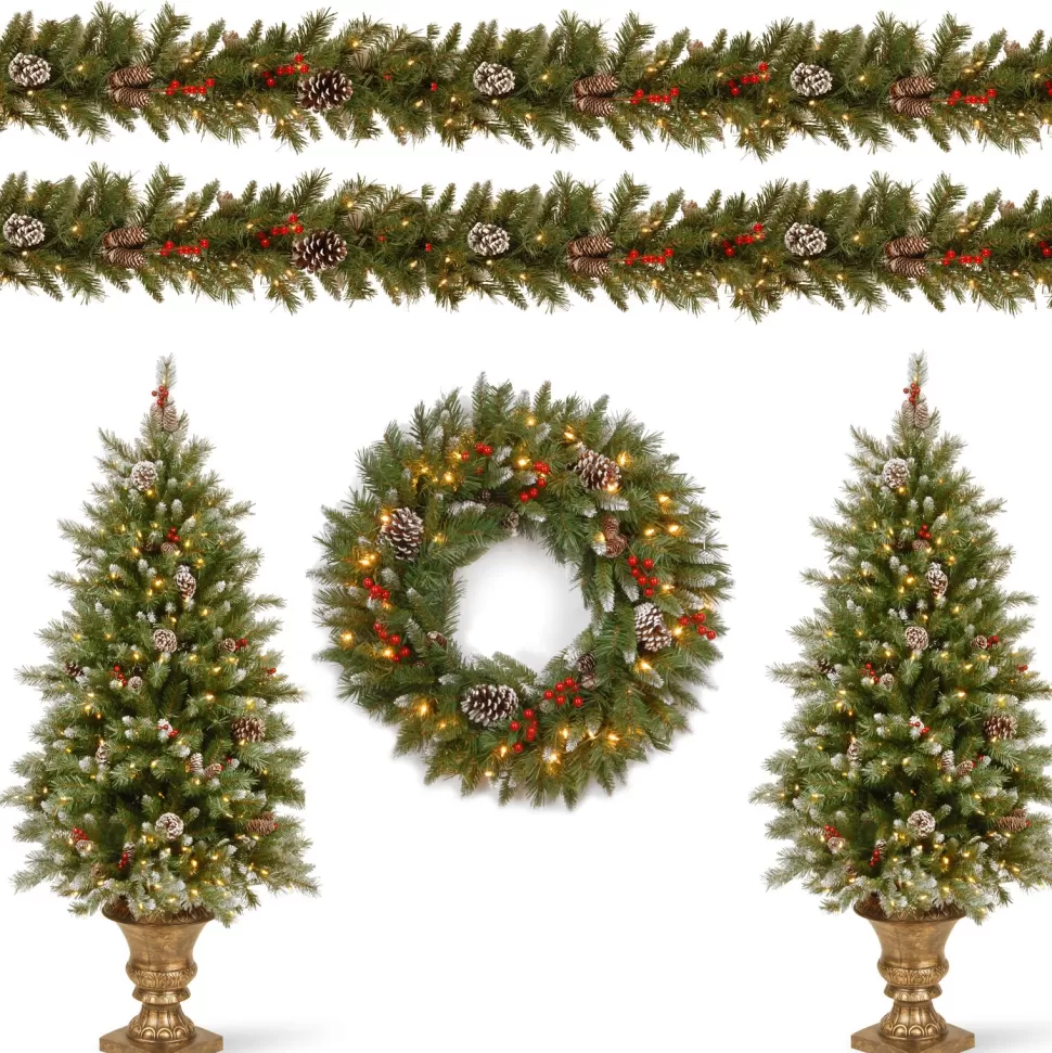 Outlet Andover Mills Frosted Berry Christmas Tree, Wreath And Garland Set