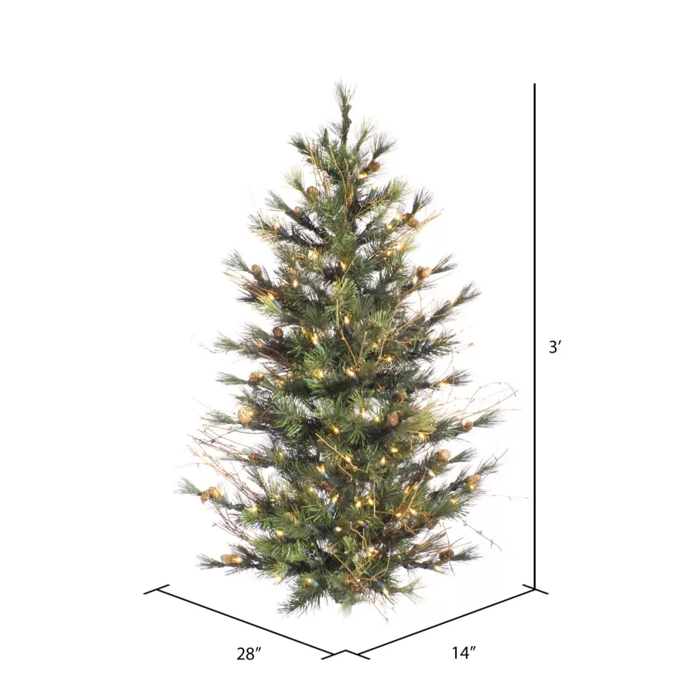 New Andover Mills Galarza 3' Green Pine Artificial Christmas Tree With 100 Clear/White Lights