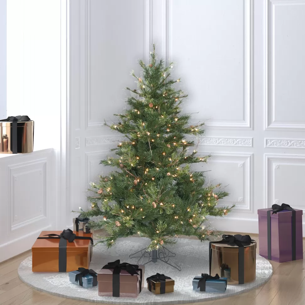 Sale Andover Mills Galarza 4.5' Green Pine Artificial Christmas Tree With 250 Dura-Lit Clear Lights With Stand
