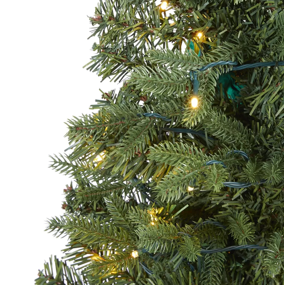 Best Sale The Holiday Aisle Green Artificial Realistic Fir Feather Christmas Tree With Led Steady/Constant Lights
