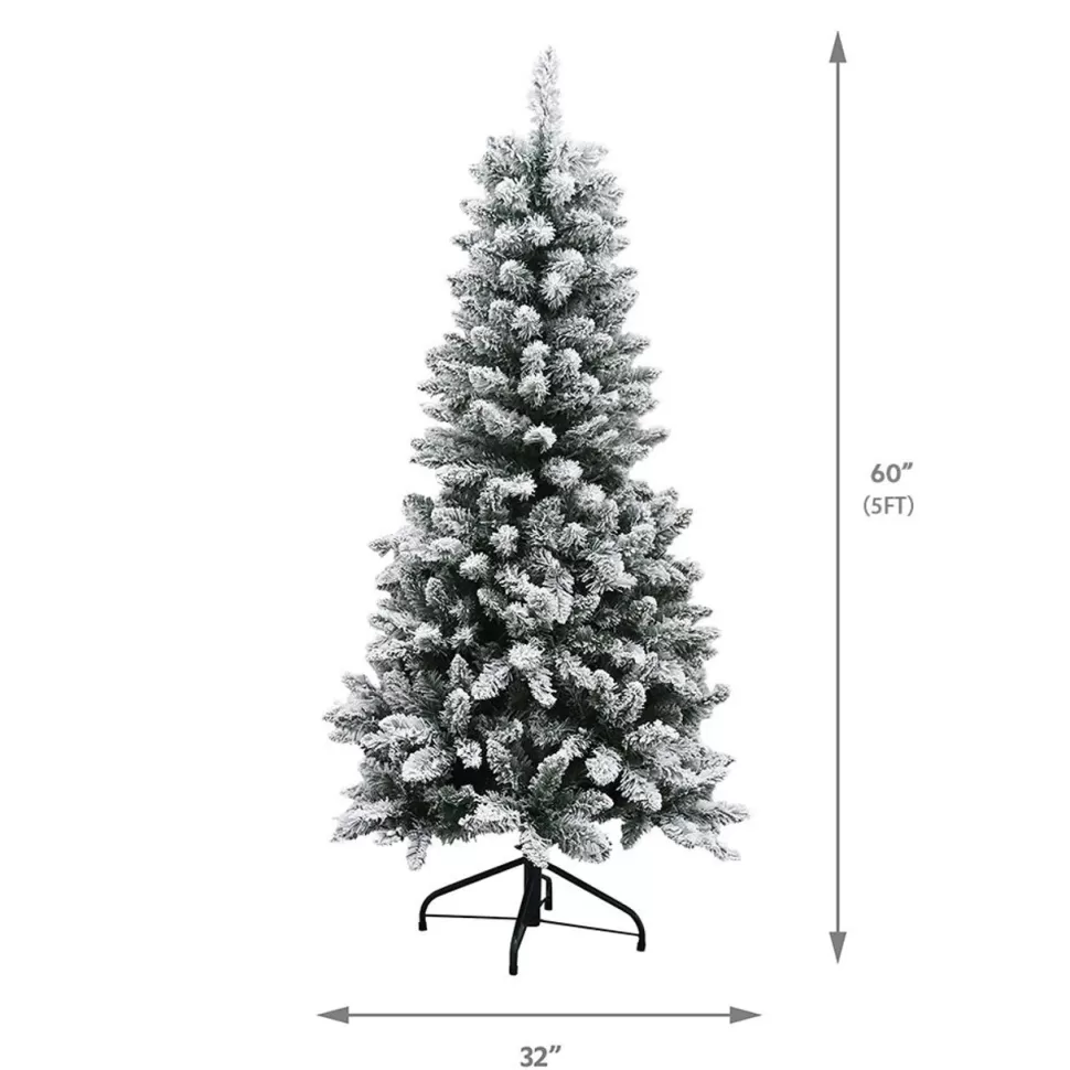 Sale The Holiday Aisle Green Most Realistic Spruce Flocked/Frosted Christmas Tree With Lights