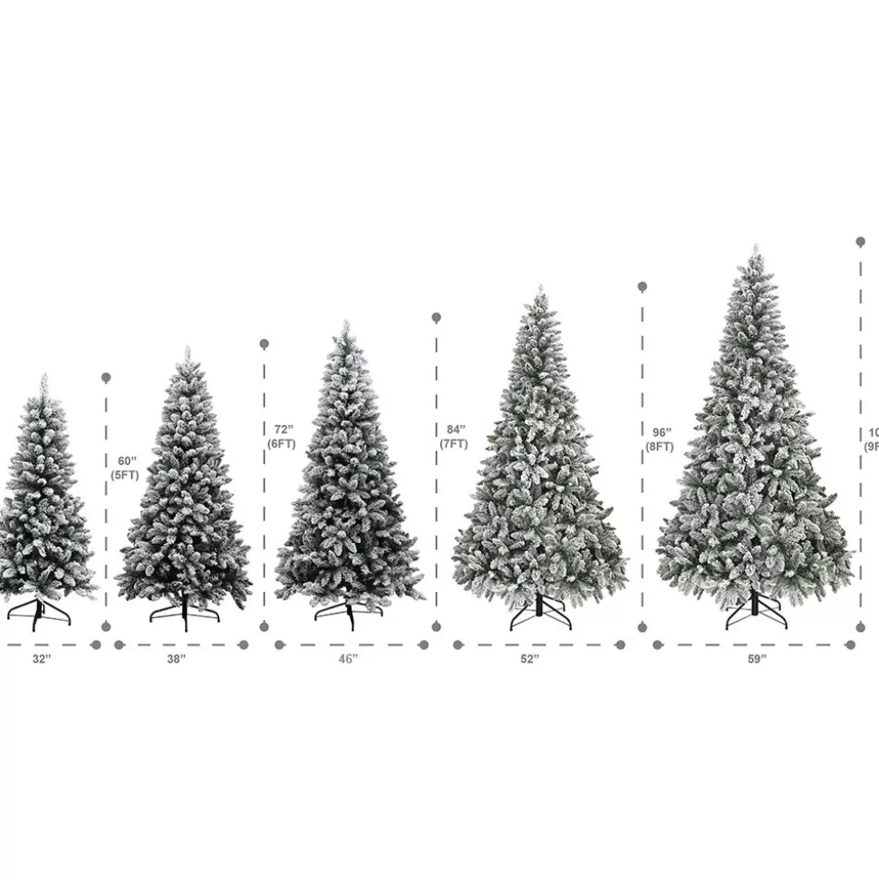 Sale The Holiday Aisle Green Most Realistic Spruce Flocked/Frosted Christmas Tree With Lights