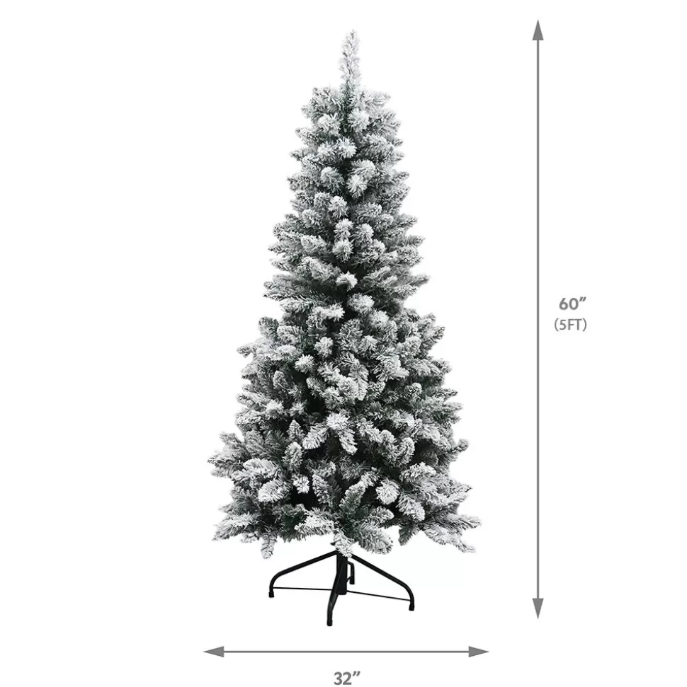 Sale The Holiday Aisle Green Most Realistic Spruce Flocked/Frosted Christmas Tree With Lights