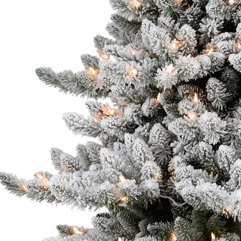 Best Sale The Holiday Aisle Green Realistic Artificial Spruce Flocked/Frosted Christmas Tree With Lights