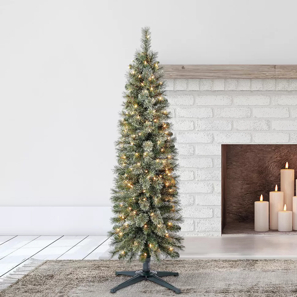 Cheap The Holiday Aisle Home Heritage 5 Ft Pre Lit Stanley Cashmere Pencil Pine Christmas Tree W/ Lights