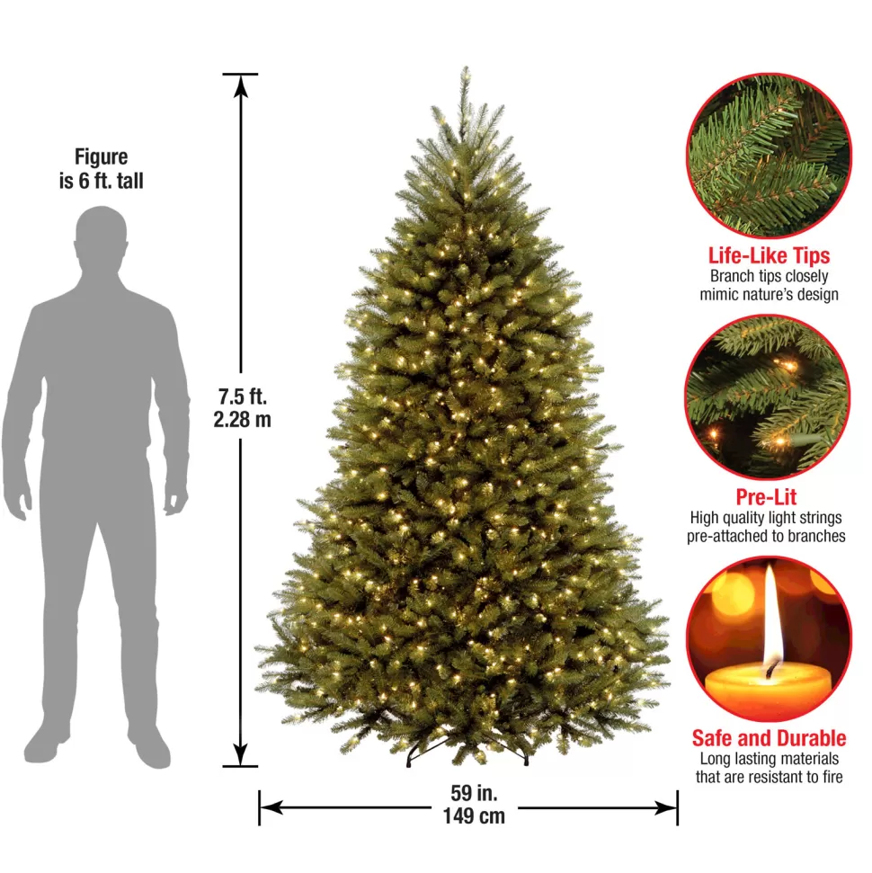 Online The Twillery Co. Jack 7.5' Lighted Artificial Fir Dunhill Fir Christmas Tree - Stand Included