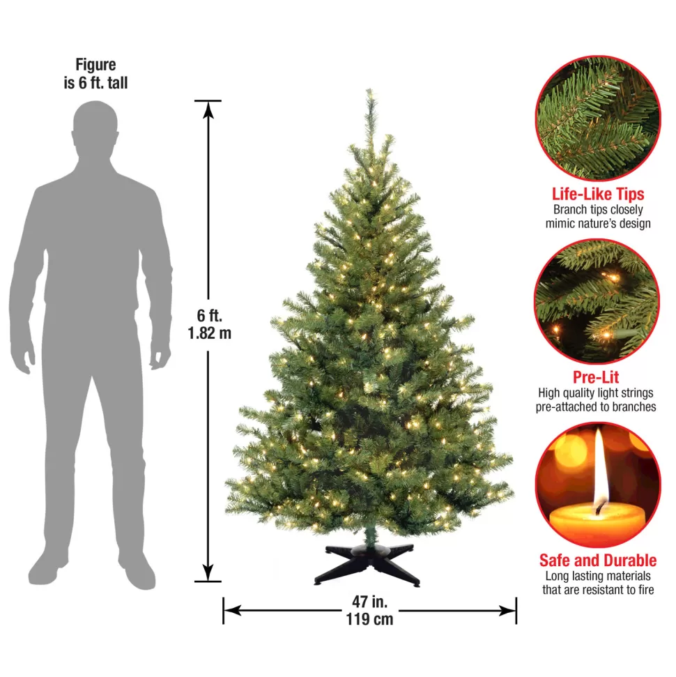 Clearance Ebern Designs Kincaid Spruce 6' Green Artificial Spruce Christmas Tree With 400 Lights