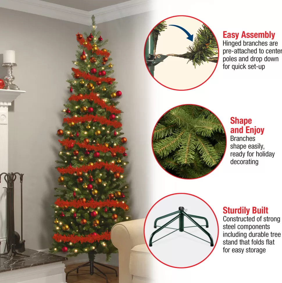 Cheap Darby Home Co Kingswood Fir 90'' Lighted Artificial Fir Christmas Tree - Stand Included