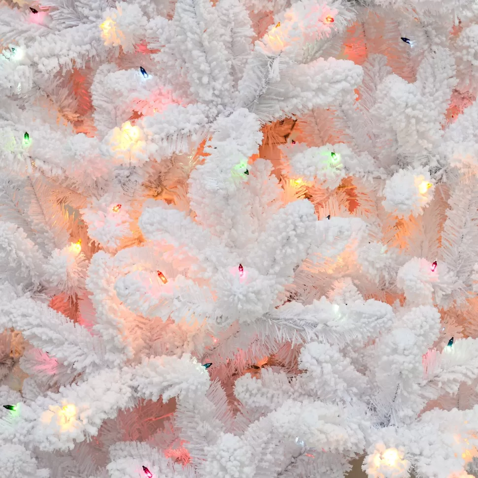 Outlet Martha Stewart Flocked White Spruce Artificial Christmas Tree With Multi-Color Lights