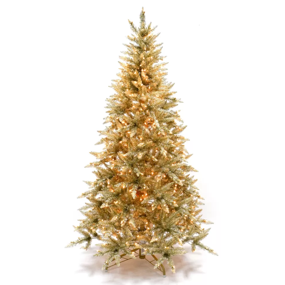 Clearance Martha Stewart Gold Artificial Christmas Tree With Clear/White Lights