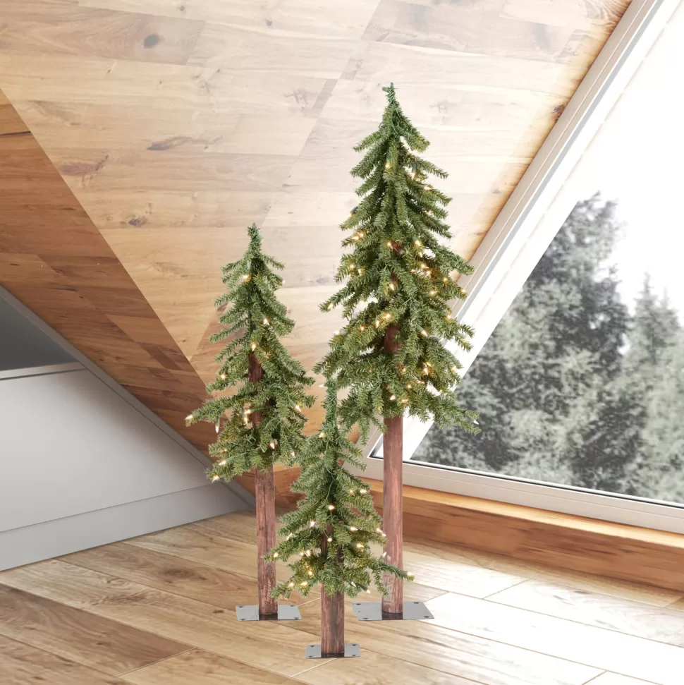 Shop The Holiday Aisle Natural Alpine Artificial Christmas Tree With 185 Clear/White Lights