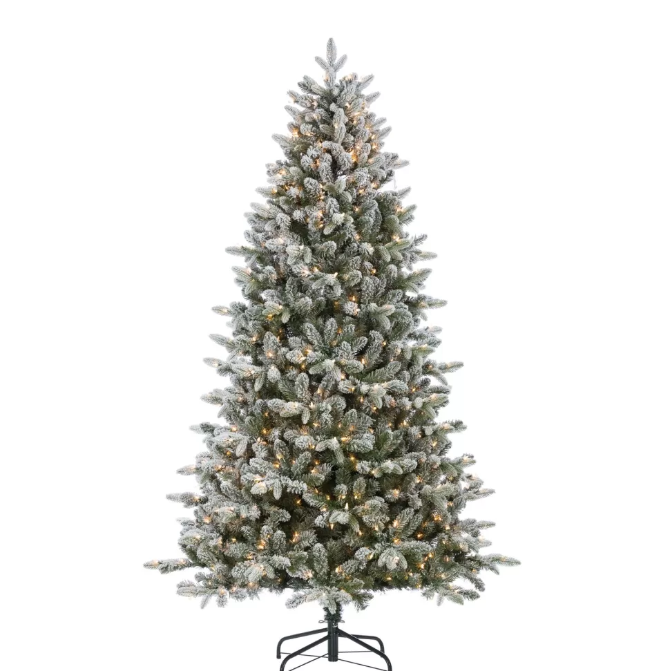 Sale The Holiday Aisle Natural Cut Flocked Mountain 7.5" Green Fir Artificial Christmas Tree With Clear White Lights