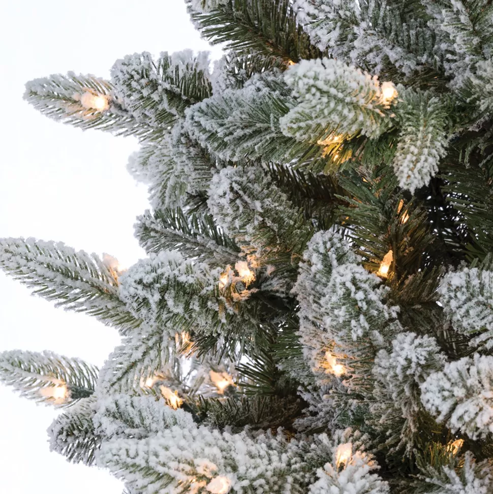 Sale The Holiday Aisle Natural Cut Flocked Mountain 7.5" Green Fir Artificial Christmas Tree With Clear White Lights