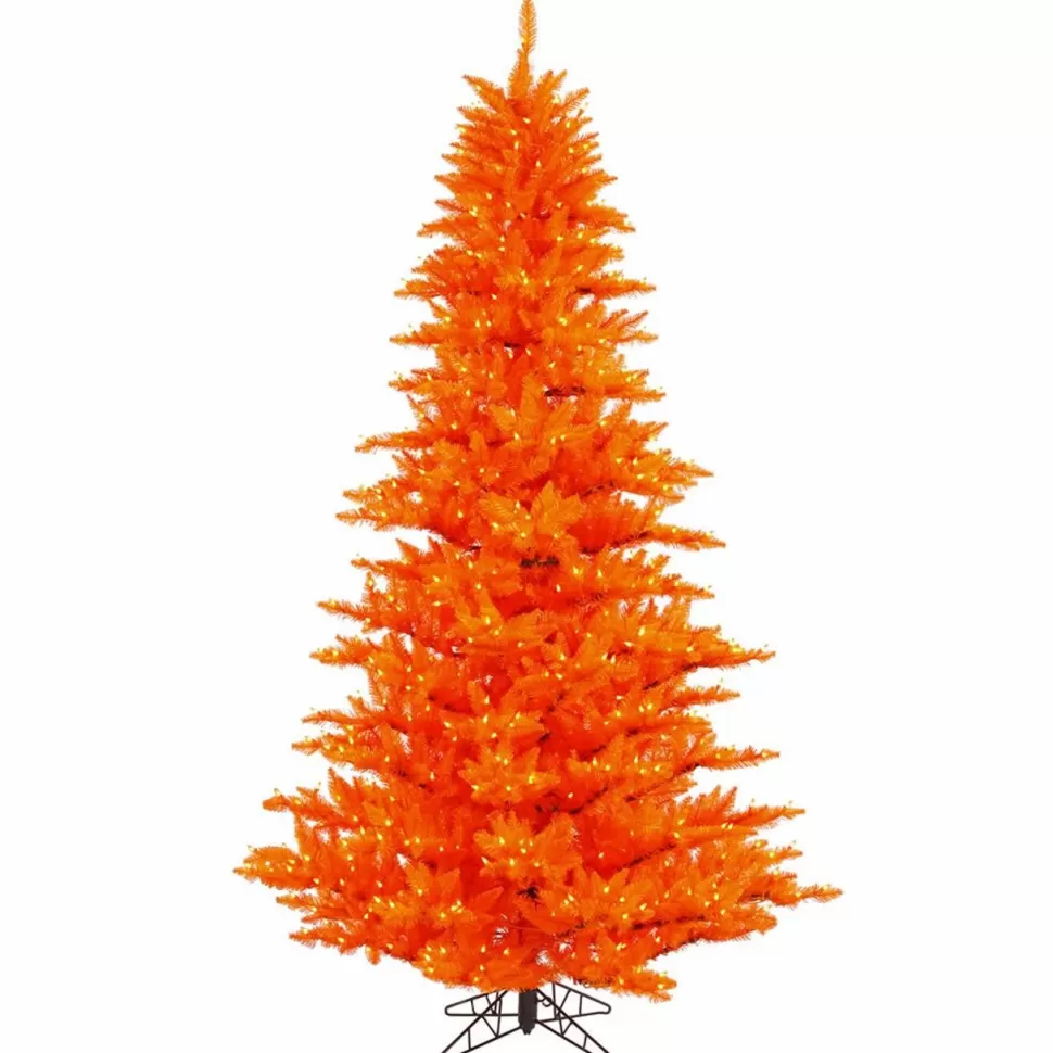 Hot Millwood Pines Orange Fir 3' Artificial Christmas Tree With 100 Led Orange Lights With Stand With Stand