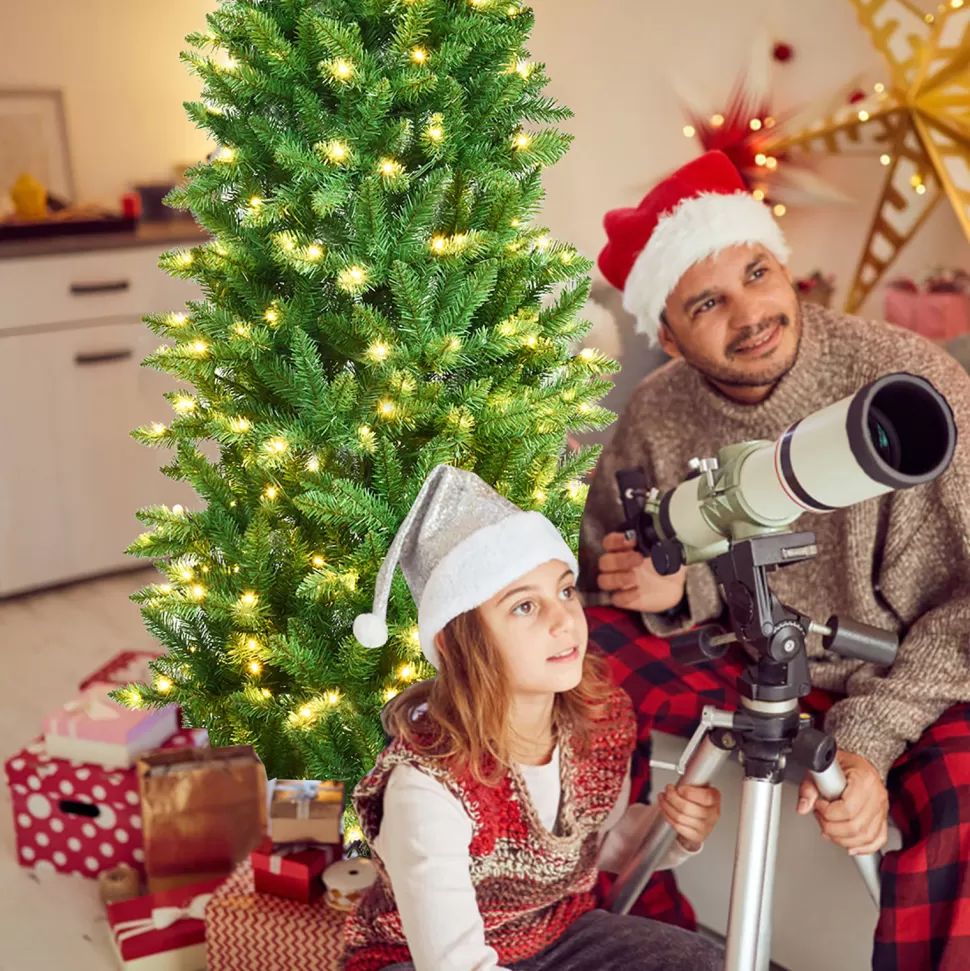 Best Sale The Holiday Aisle Pencil 6' Green Fir Christmas Tree With 250 Clear/White Lights