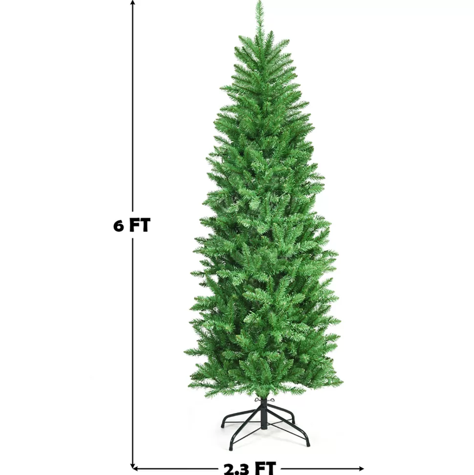 Best Sale The Holiday Aisle Pencil 6' Green Fir Christmas Tree With 250 Clear/White Lights