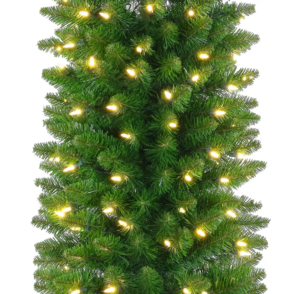Best Sale The Holiday Aisle Pencil Green Fir Artificial Christmas Tree With 192 Clear/White Lights