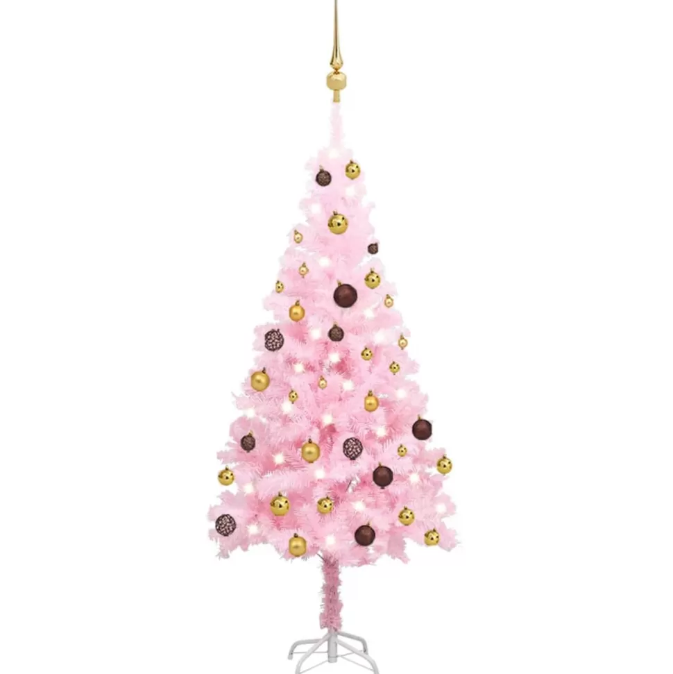 Flash Sale The Holiday Aisle Pink Realistic Pine Christmas Tree With Led Lights