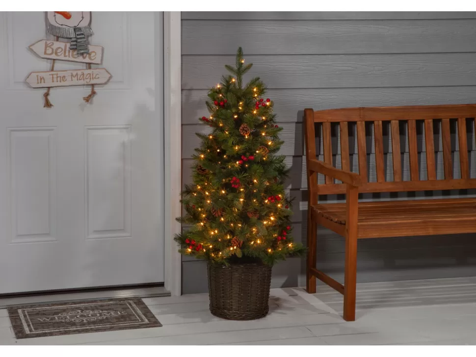 New The Holiday Aisle Potted Natural Cut Riverton 4' H Green Pine Christmas Tree With 150 Lights