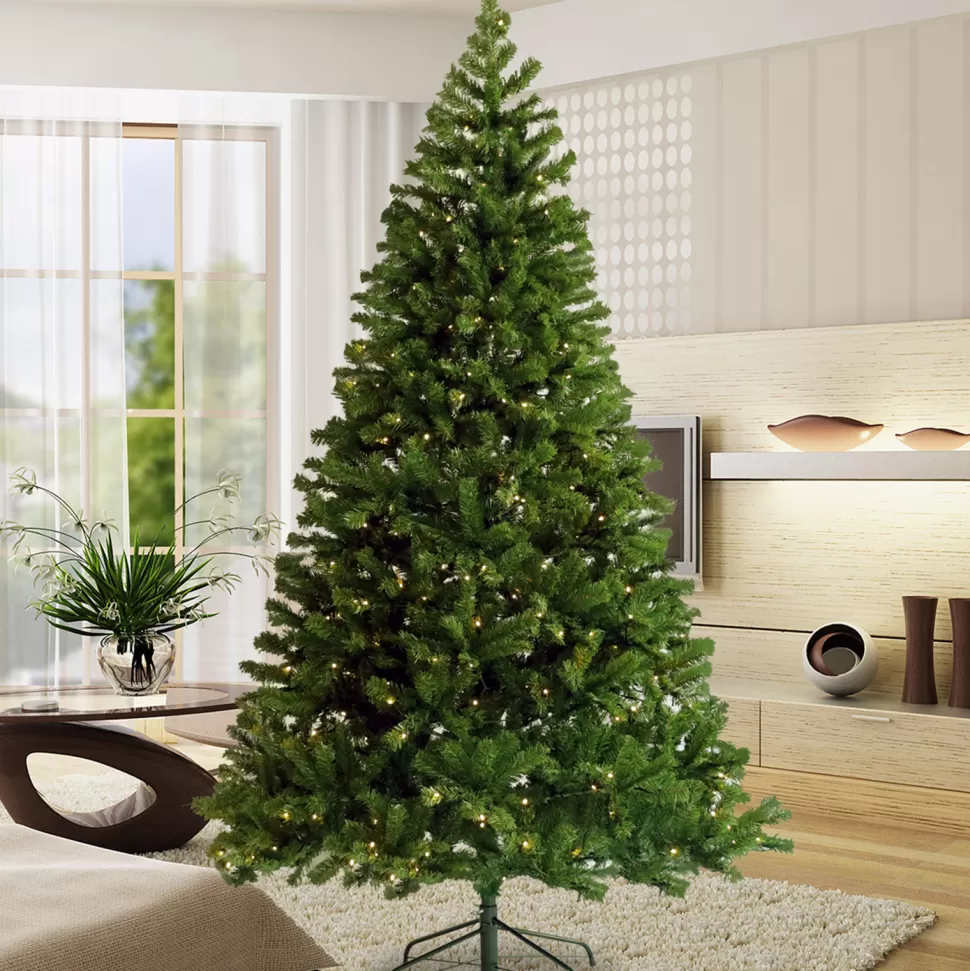 Sale The Holiday Aisle Pre-Lit 7.5' Green Pine Artificial Christmas Tree With 400 Colored & Clear Lights